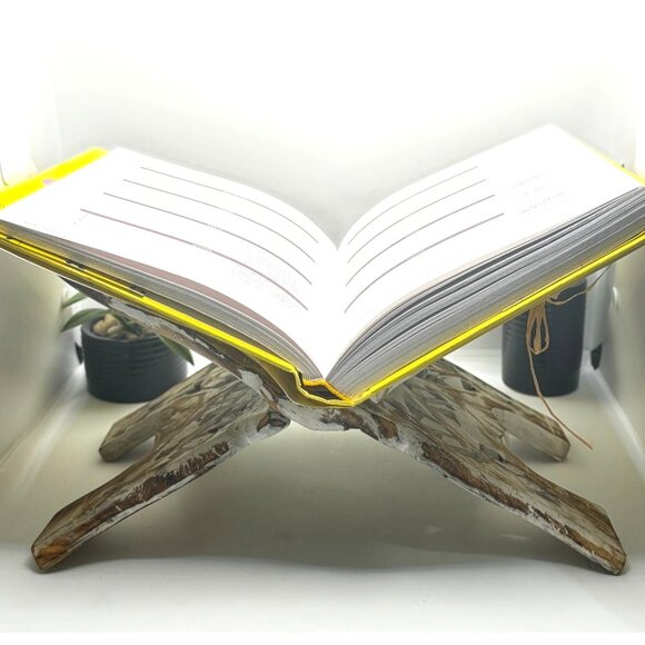 Handcrafted Rustic Wood Quran Stand Book Holder Folding Carved Decorative - Picture 11 of 11